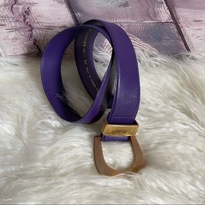 Vintage 80s R&R Large Gold Belt Buckle on Purple